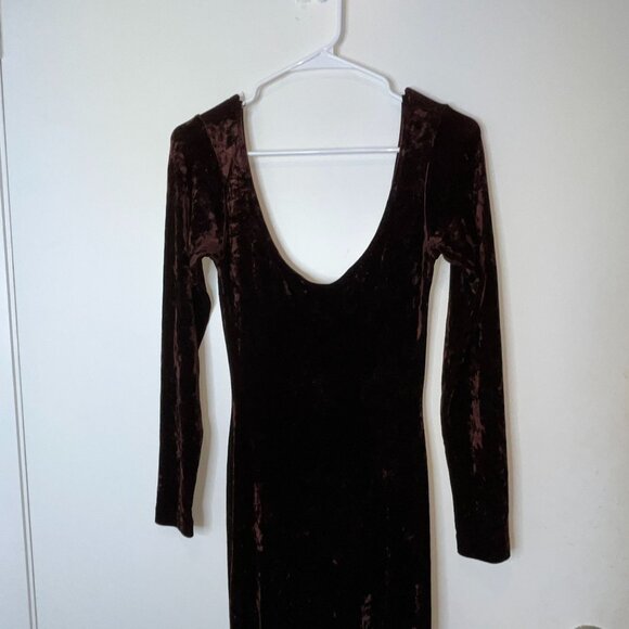 Betsey Johnson  Velvet Maxi Dress M Grunge VINTAGE VELOUR ONG BODYCO -WINE - Picture 2 of 9